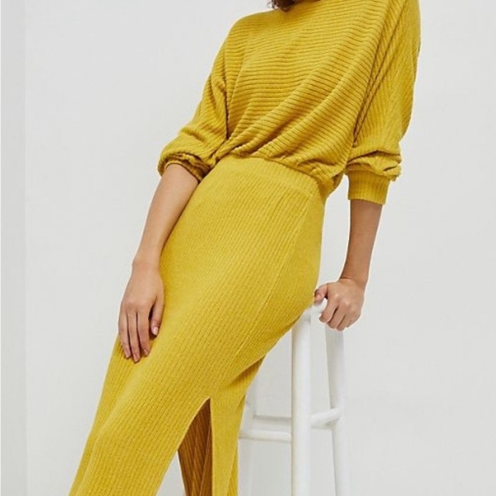 Anthropologie Yellow Midi Knit Dress